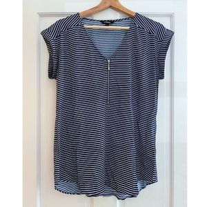 Express Zip-Front Striped Shirt